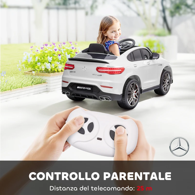 HOMCOM Macchina Elettrica per Bambini 3-5 Anni Mercedes con Cintura di Sicurezza e Telecomando, Bianco