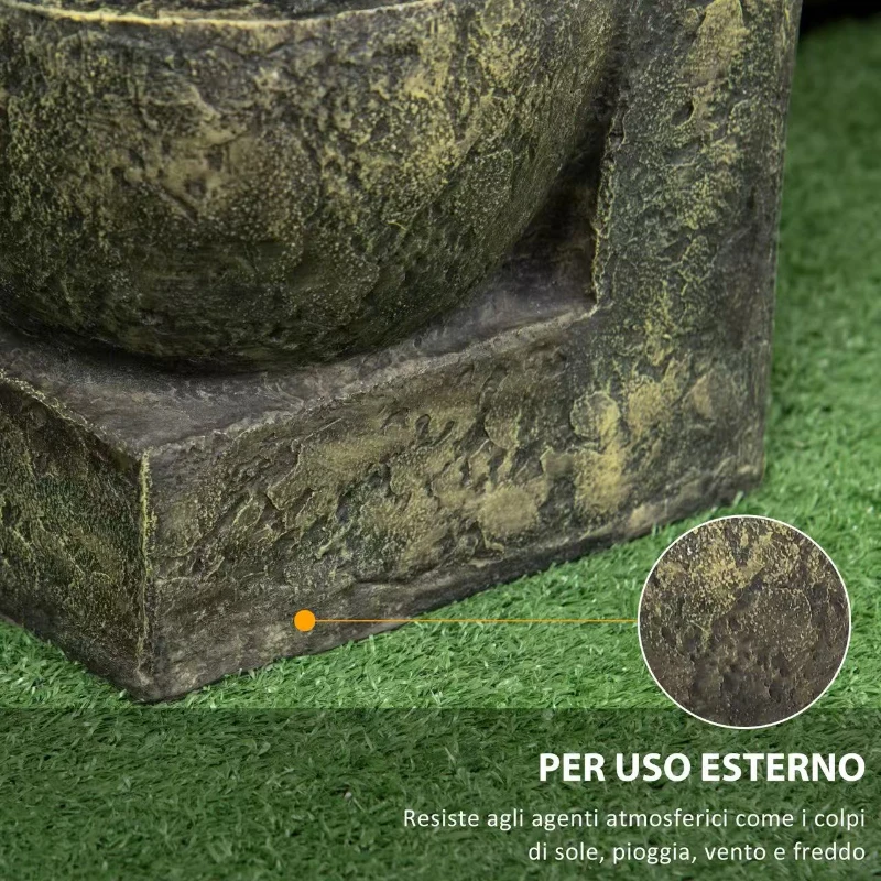 Outsunny Fontana da gGardino d'Ornamento Zen con Portata Regolabile, Pompa ad Immersione Inclusa, 25L x 24l x 60H cm, Resina, Nero