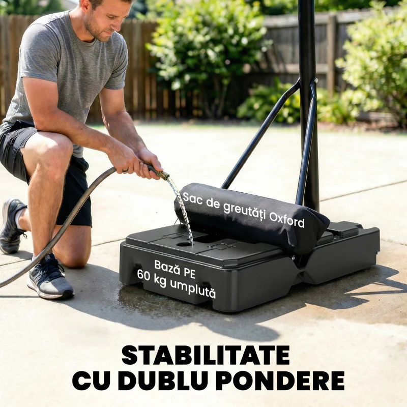 SPORTNOW Coș de Baschet Reglabil 235-305cm, Rezistent la Impact, Negru