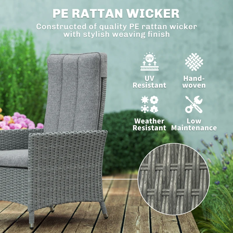Outsunny 105°-150° Reclining Rattan Chair - Light Grey