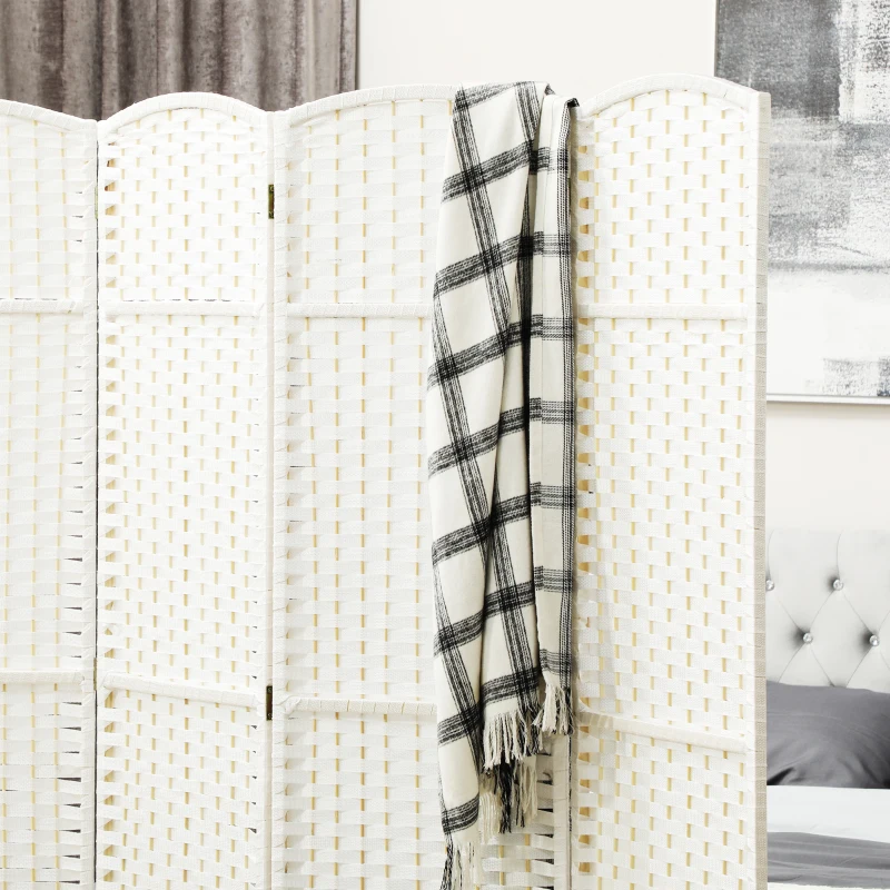 HOMCOM 4-częściowy parawan, składana zasłona, ściana osłonowa do salonu, sypialni, biura domowego, Biały