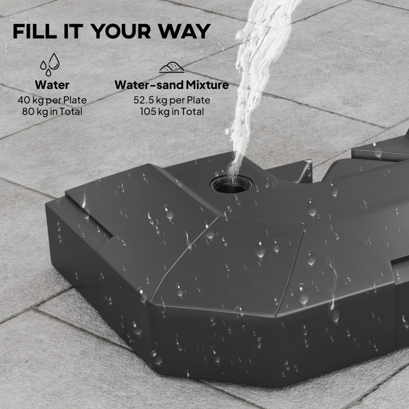 Outsunny Stojak na parasol 2-częściowy Wodoodporny Obciążniki, Stojak na parasol boczny