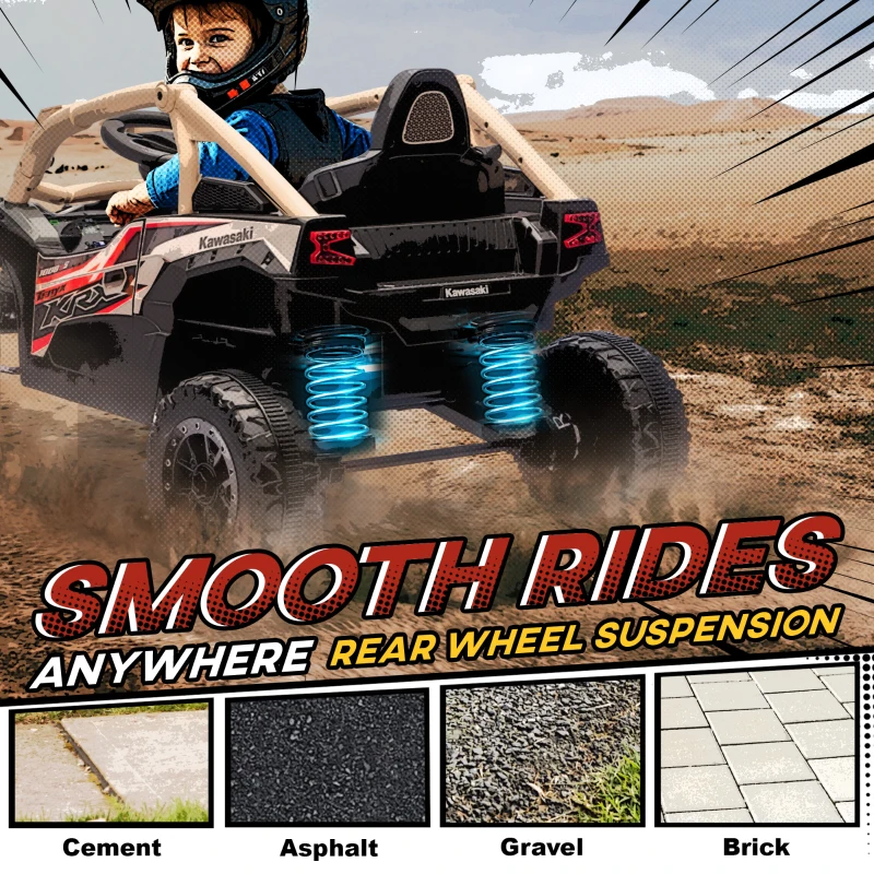 AIYAPLAY 12V Elektryczny pojazd terenowy dla dzieci, zdalne sterowanie, światła LED, muzyka, klakson, dla dzieci 3-8 lat, Żółty