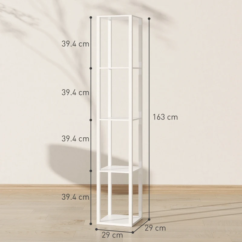 HOMCOM Floor Lamp with Shelves and 3 Brightness Levels - White