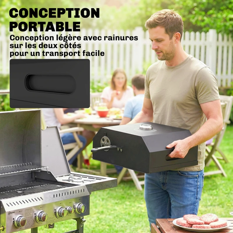 Outsunny Kit Four à Pizza pour Barbecue Four à Pizza Extérieur pour Barbecue 53 x 40 x 18,5 cm, noir