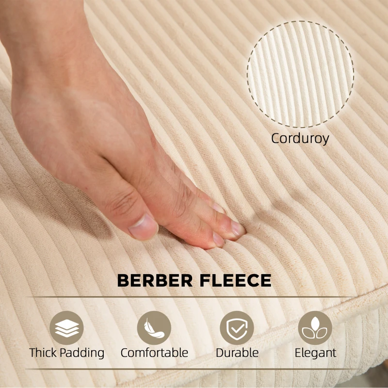 HOMCOM Fotel bujany, fotel z imitacją sztruksu, podłokietnikami, wysokim oparciem, drewnianymi płozami, nowoczesny fotel relaksacyjny do salonu i sypialni, do 120 kg, beżowy