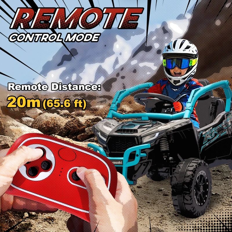 AIYAPLAY 12V Elektryczny pojazd terenowy dla dzieci, zdalne sterowanie, światła LED, muzyka, klakson, dla dzieci 3-8 lat, Niebieski