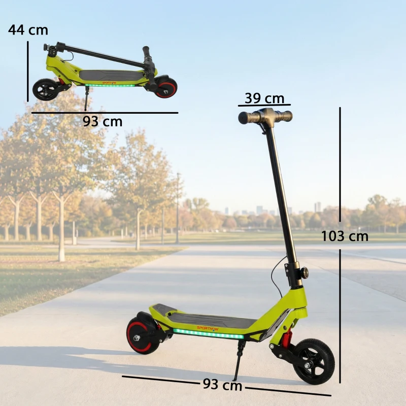 SPORTNOW Electric Scooter for Kids, Foldable E Scooter for Age Age 6+ with LED Display, RGB lights, Up to 16km/h, Green