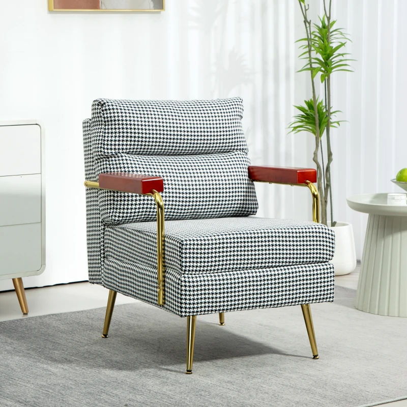 HOMCOM Fotel relaksacyjny, aksamitny, z podłokietnikami, szary