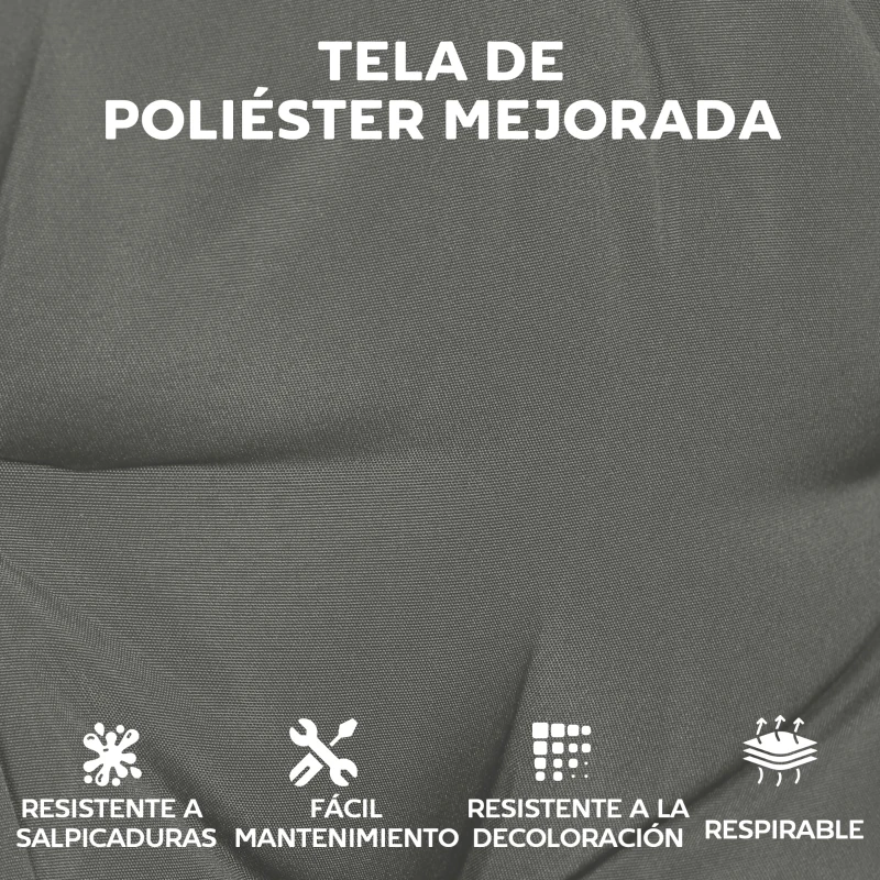 Outsunny Set de 4 Cojines para Sillas para Jardín con Lazos y Base Antideslizante Impermeables 39,5x39,5x10 cm Gris Oscuro