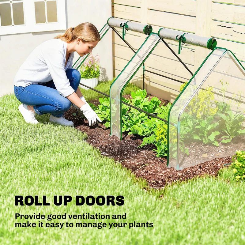 Outsunny Szklarnia z oknem na zamek błyskawiczny, odporna na zimę, folia ze stalową konstrukcją 180 x 90 x 90 cm, przezroczysta