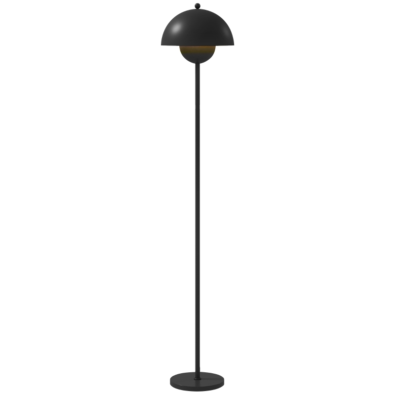 HOMCOM Lampă de podea pentru living modernă cu abajur în formă de cupă Comutator la picior Soclu E27 Fără bec Ø30x155 cm Negru