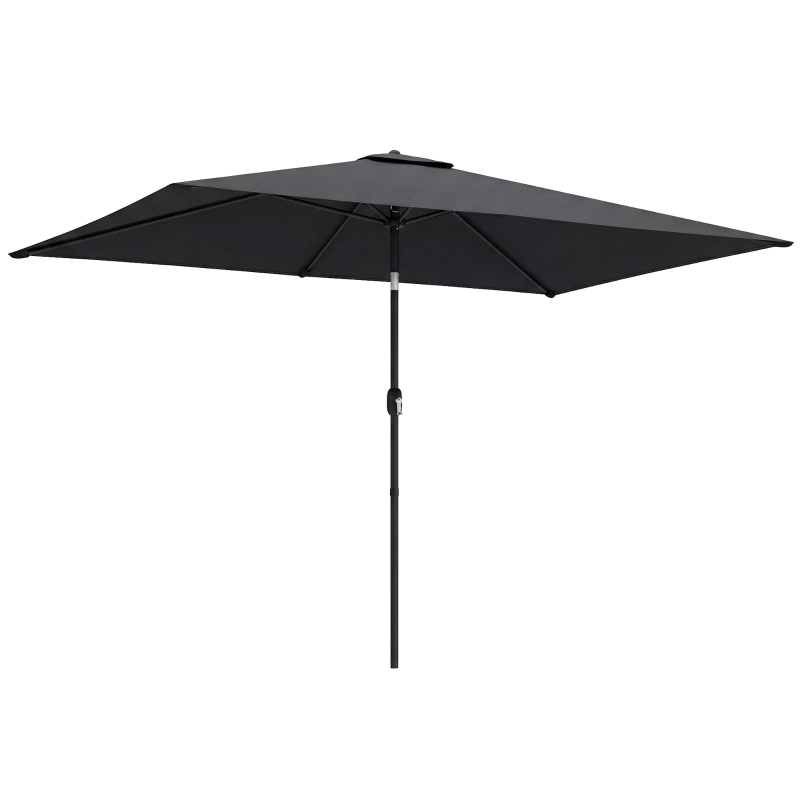Outsunny Garden Parasol, Parasol Umbrella with Crank Handle, Tilt Function, Polyester Canopy, Black