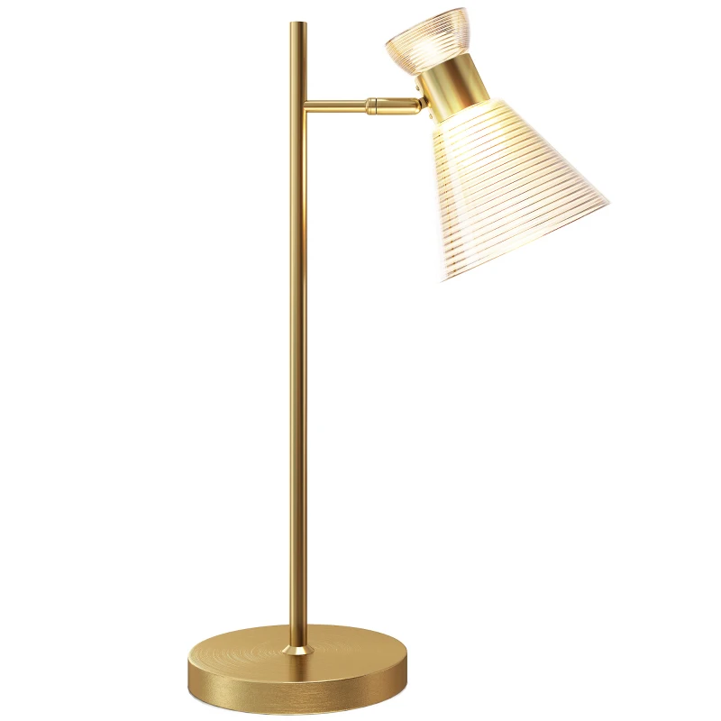 HOMCOM Moderne Tischlampe mit verstellbarem bernsteinfarbenem satiniertem Glasschirm, E27-Fassung, Gold