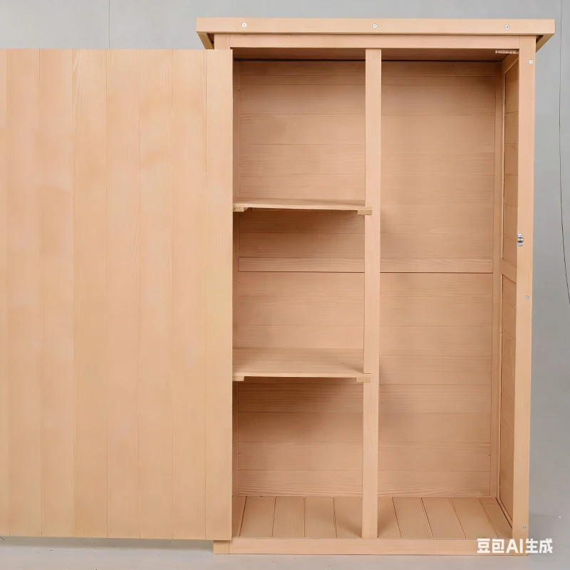 Outsunny Wooden Small Shed, Garden Storage Shed with Shelves and Bolt Latch, 75L x 56W x115H cm, Natural