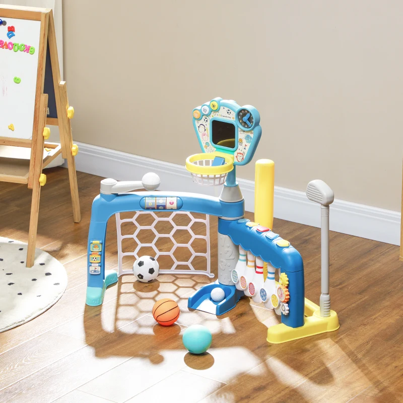 AIYAPLAY Ensemble de jeux sportives 5 en 1 pour enfants multi-activités avec football, basket-ball, golf, baseball, bowling
