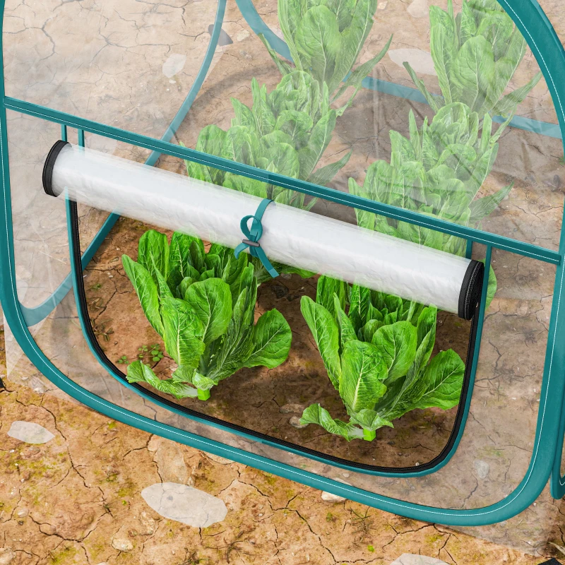 Outsunny Mini Invernadero Plegable Pop-up Invernadero de Exterior con Puerta Enrollable y Cubierta Transparente