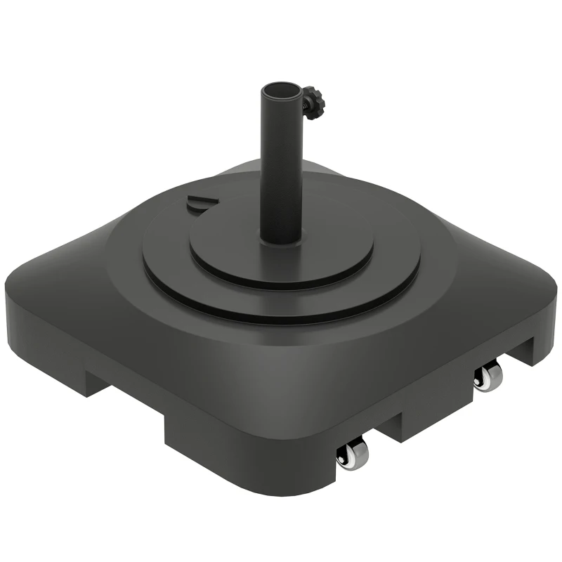 Outsunny Bază pentru umbrelă cu roți, umplibilă cu apă sau nisip, din HDPE, 48x48x32.5 cm, negru