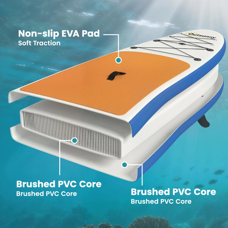 Outsunny Stand Up Paddling Board Set Opblaasbaar 305cm SUP Board met Aluminium Peddel en Afneembare Vin