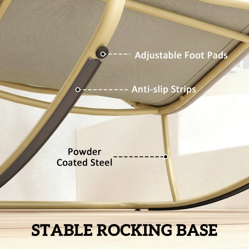 Outsunny Șezlong Balansoar Exterior, Șezut 63 cm, Pernă inclusă, Culoare Bej.