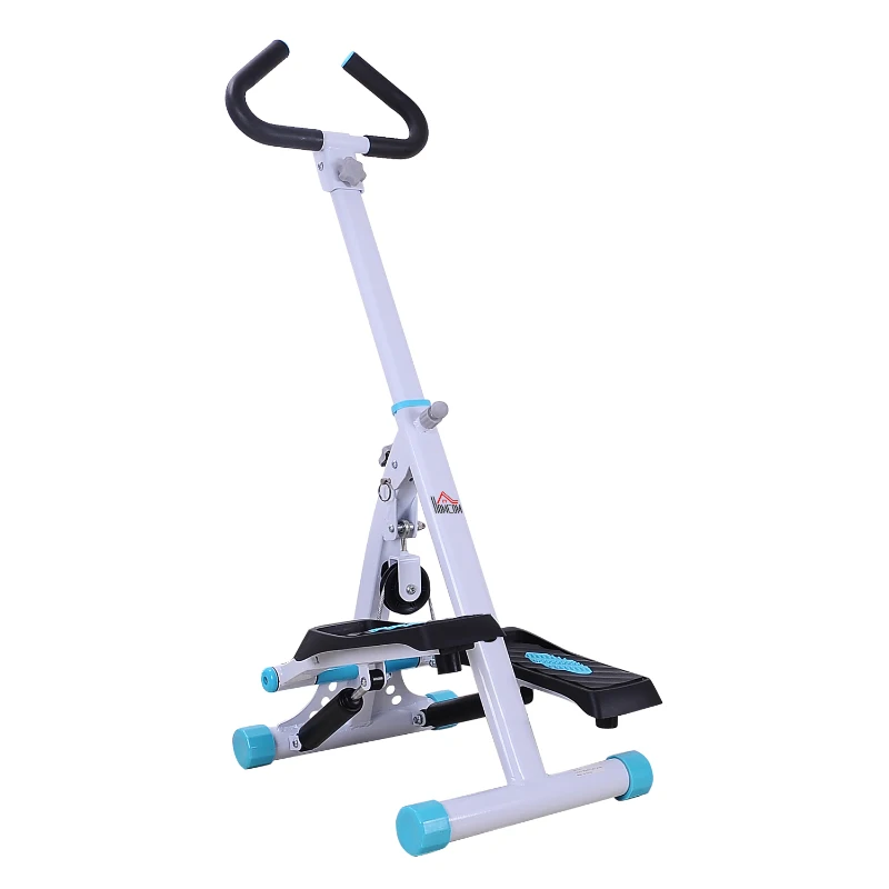 HOMCOM Stepper w/ Handle Hand Grip Workout Fitness Machine For Fitness Aerobic Exercise Home Gym White