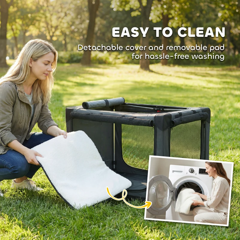 PawHut Składana transportówka dla psa z poduszką, zmywalnym pokrowcem z tkaniny Oxford, dla psów do 20 kg, zielony wojskowy