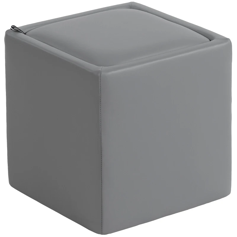 HOMCOM Pouf de rangement avec couvercle, pouf carré siège cube similicuir 40 x 40 x 40 cm Gris