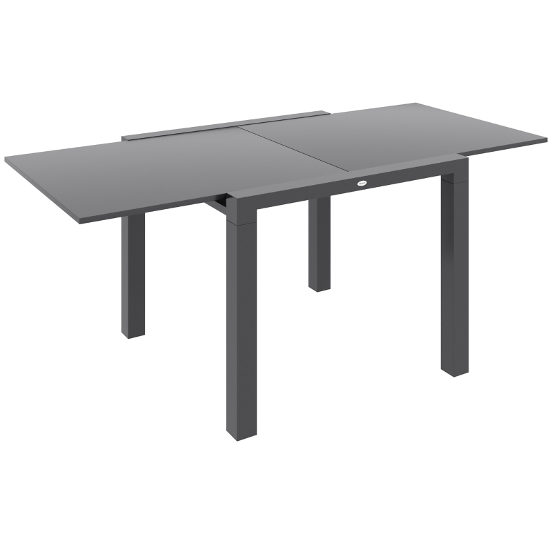Outsunny Table de jardin rectangulaire extensible jusqu'à 6 personnes en aluminium dim. 80/160L x 80l x 75H cm gris anthracite