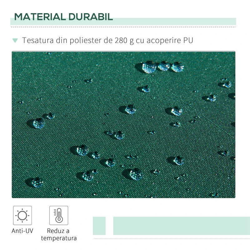 Outsunny Umbrelă de Soare cu Manivelă 3x2 m cu Unghi Reglabil, din Aluminiu, Oțel și Poliester Verde