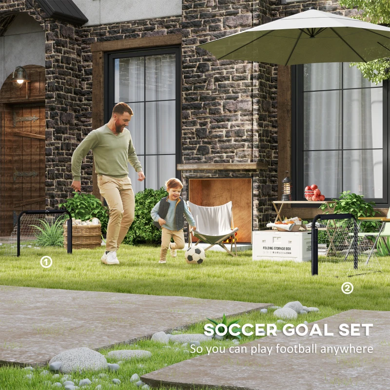 Zestaw 2 bramek do piłki nożnej, składane, metalowe 90x36 cm