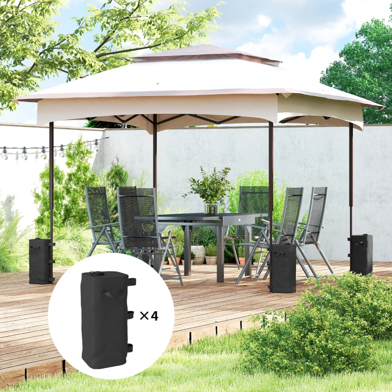 Outsunny Lot de 4 Sacs de Lestage pour Tonnelle, Sacs de Poids pour Tonnelle Remplis d'Eau ou Sable, Poignées de Transport, Noir