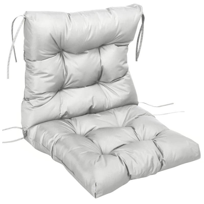 Outsunny Garden Back Chair Cushion, Comfortable Patio Seat Cushion Pad with Backrest for Outdoor & Indoor Use, Light Grey