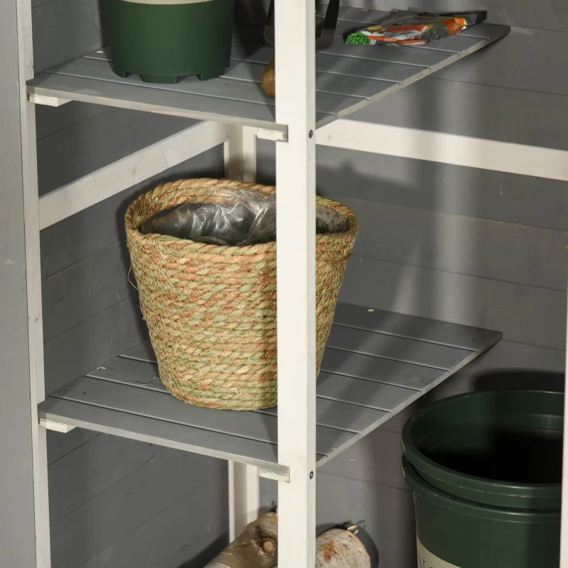 Outsunny Wooden Small Shed, Garden Storage Shed with Shelves and Bolt Latch, 75L x 56W x115H cm, Grey