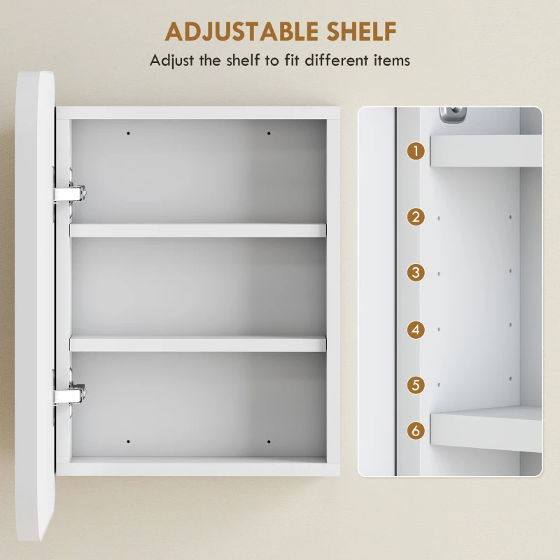 HOMCOM Bathroom Medicine Cabinet with Mirror, Bathroom Wall Cabinet with Adjustable Shelves, Soft Close Hinges, White