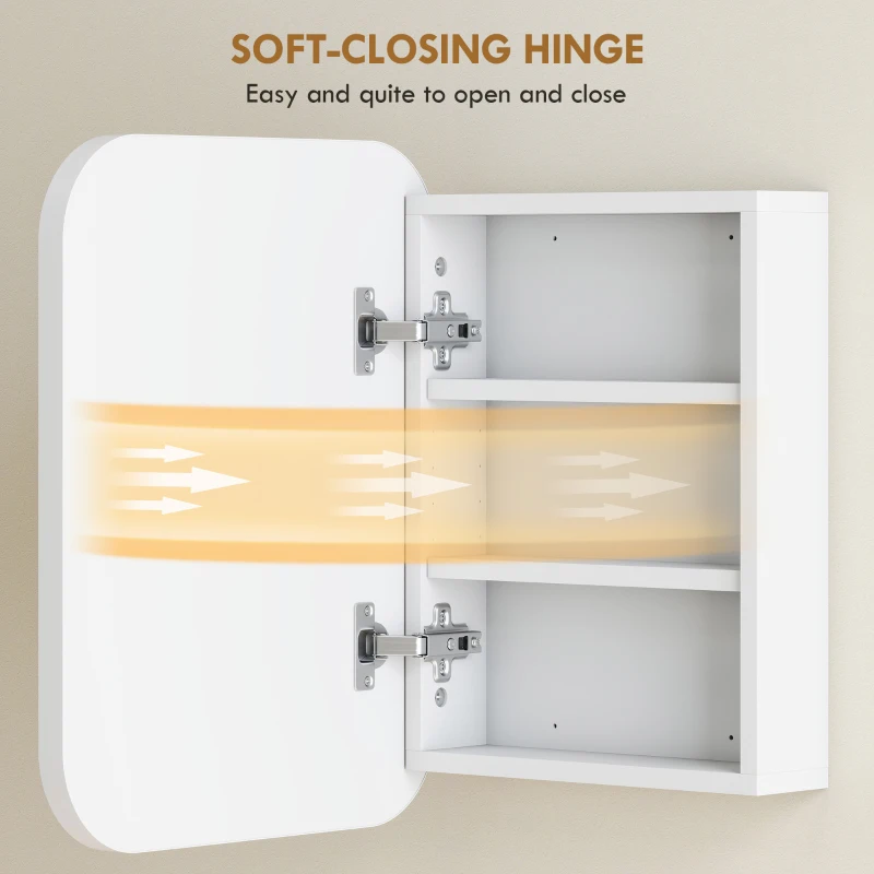 HOMCOM Bathroom Medicine Cabinet with Mirror, Bathroom Wall Cabinet with Adjustable Shelves, Soft Close Hinges, White