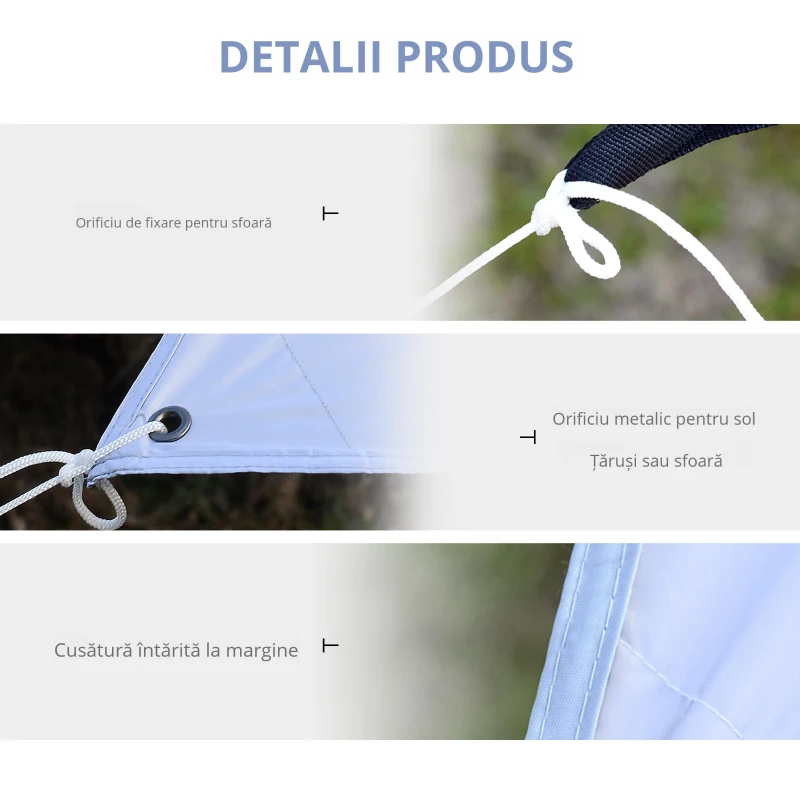 Outsunny Cort de Plajă Portabil Dublu cu Protecție UV și Geantă de Transport, 3x3 m, Alb