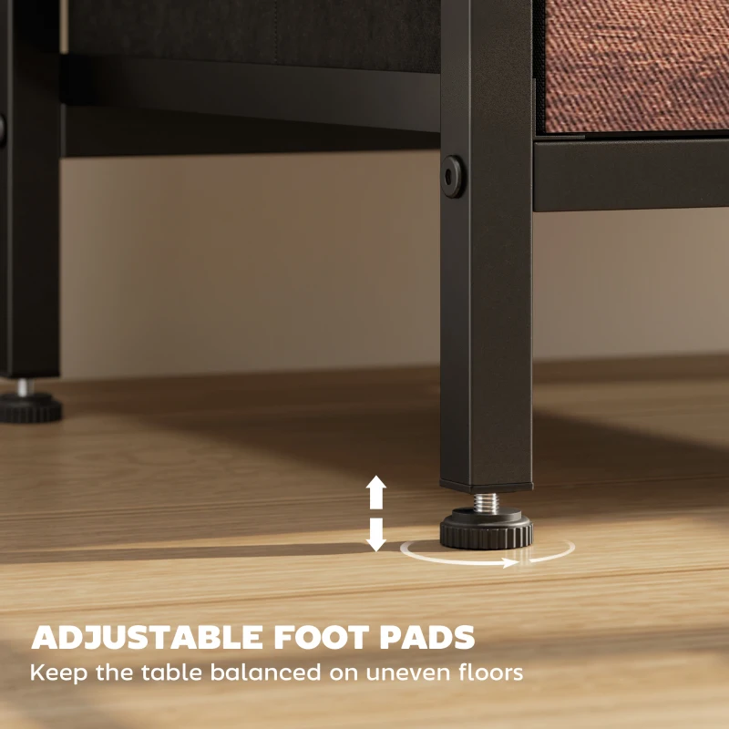 HOMCOM Bedside Table with Charging Station - Rustic Brown