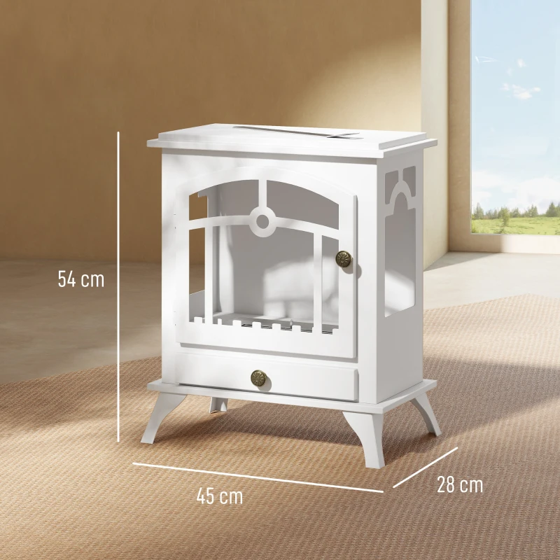 HOMCOM Bioethanol-Standkamin mit 0,9 L Tank Edelstahl-Löschstab Brenndauer 3 Std. 45x28x54 cm Weiß