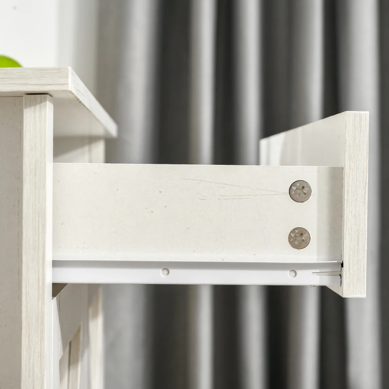 HOMCOM Sideboard, Aufbewahrungsmöbel mit Schublade, 2 Scheunentüren und verstellbarem Regal, 80 x 39,7 x 80 cm, weiß