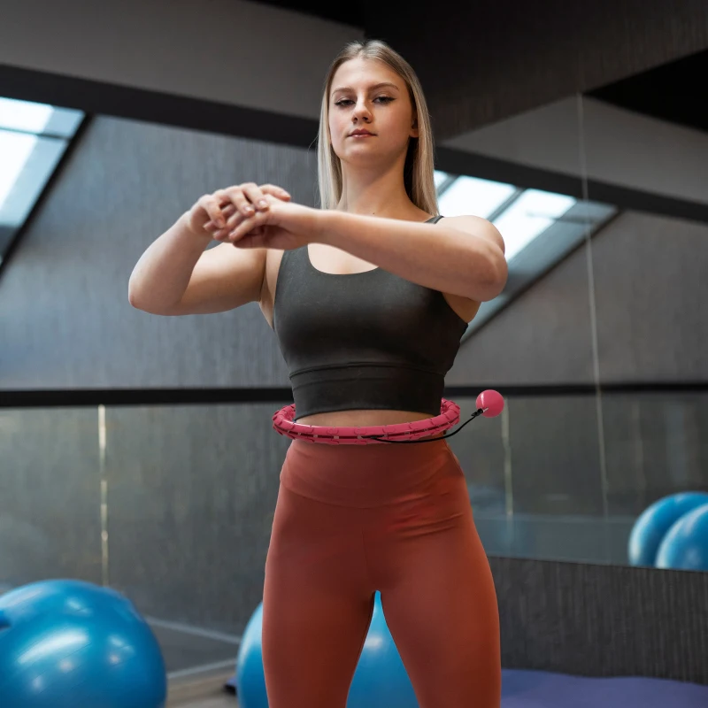 SPORTNOW Hula Hoop Cerceau avec Picots de Massage ajustable de 45 à 106 cm de tour de taille 24 segments amovibles, fitness