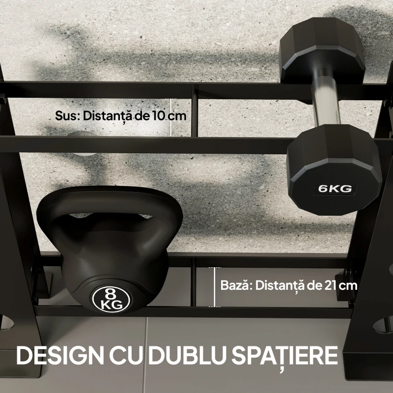 SPORTNOW Suport pentru greutăți cu 4 niveluri din oțel, capacitate 200 kg, 70x21x55 cm, negru