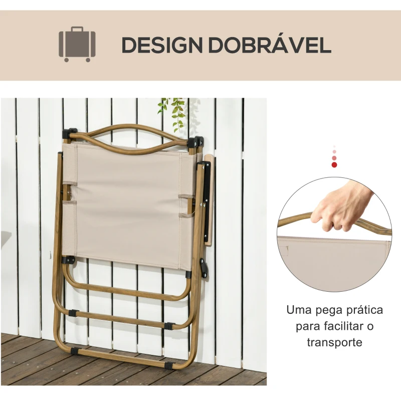 Outsunny Conjunto de 2 Cadeiras Dobráveis de Jardim com Apoios de Braços Cadeiras para Campismo e Praia em Tecido Oxford 54x59x78 cm Caqui