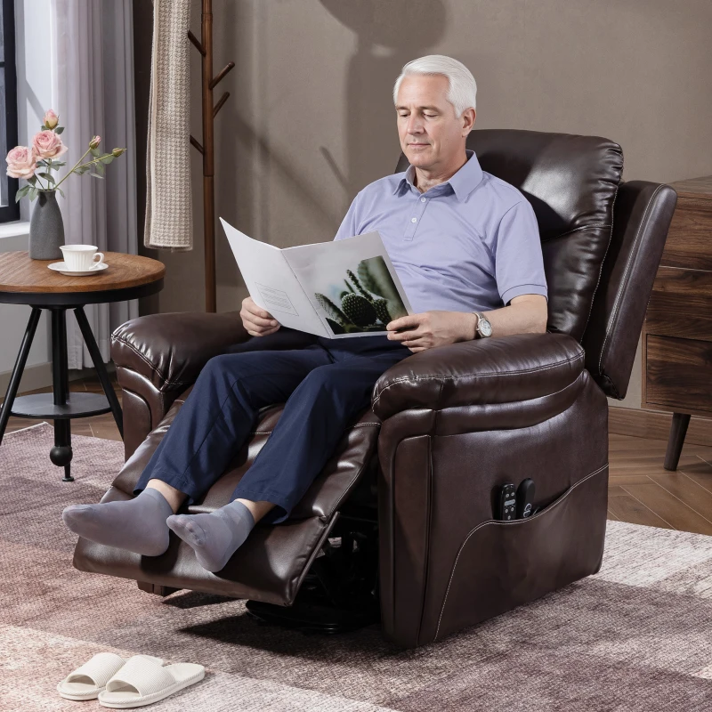 HOMCOM Power Lift Recliner Chair with Vibration Massage, Heat, USB - Brown
