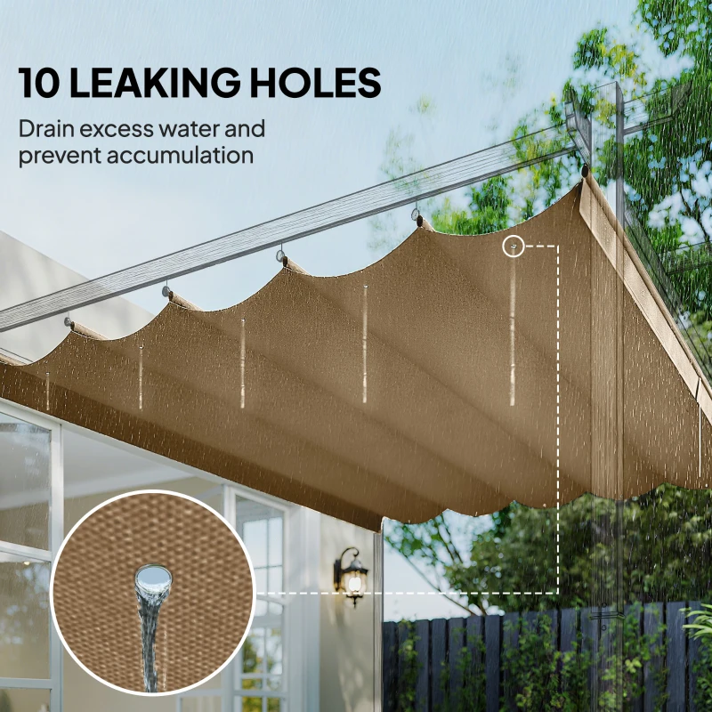 Outsunny Zapasowy dach do pergoli 3 x 3 m, rozsuwany, z otworami odpływowymi, odporny na warunki pogodowe, poliester, brązowy