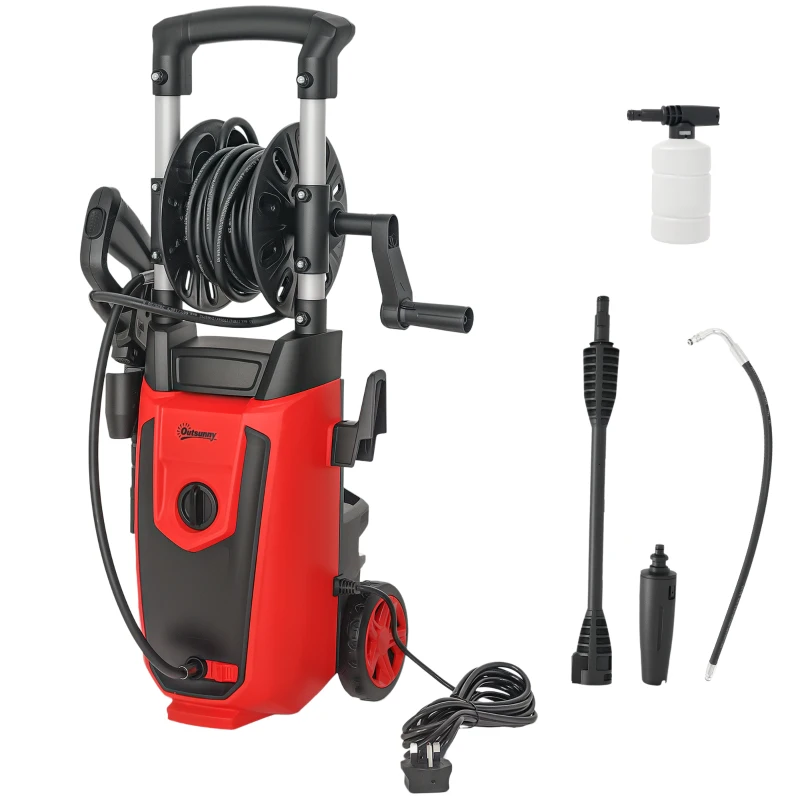 Outsunny 150-Bar Pressure Washer, with Accessories - Red/Black