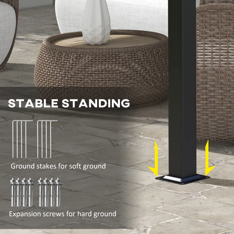 Outsunny Markiza przeciwsłoneczna. Pergola, odporna na warunki atmosferyczne, w zestawie materiały montażowe, 3 x 3,5 m, ciemnoszary