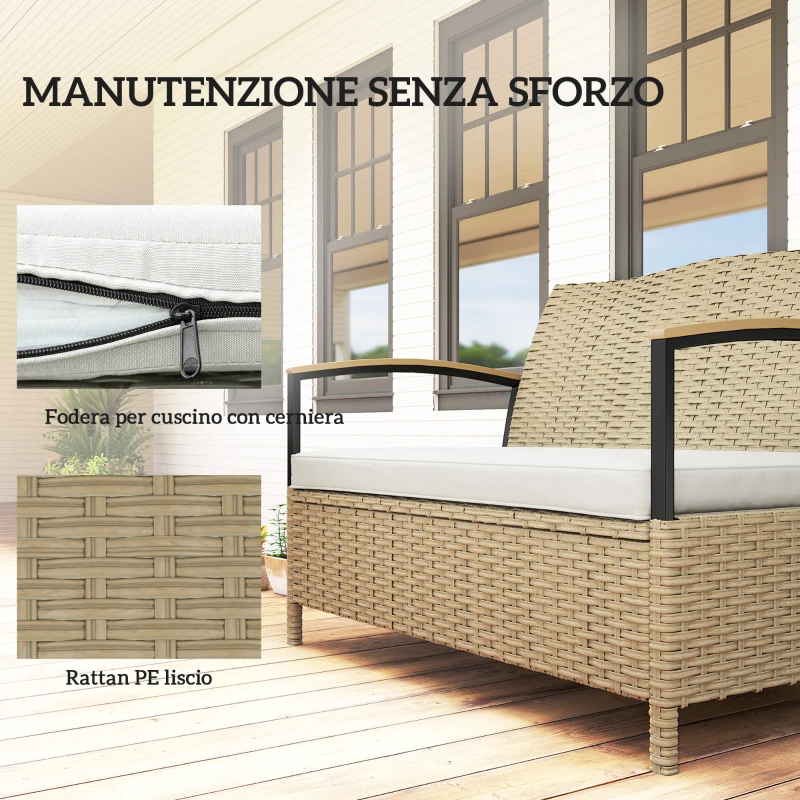 Outsunny Panca Contenitore 125L con Cuscino Imbottito, in Metallo, 123x70x82 cm, Cachi