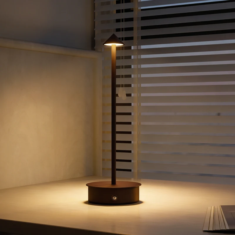 HOMCOM Wiederaufladbare Touch-Tischlampe mit USB, einstellbar 3000K/4500K/6000K, Laufzeit 4-8 Stunden, Caffè