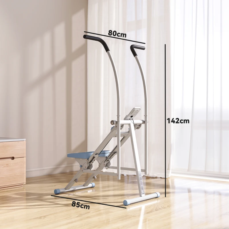 SPORTNOW Stepper pentru scări pliabil climber/stairmaster pentru exerciții acasă pedale reglabile ecran LCD 85x80x142cm alb