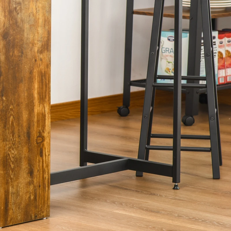 HOMCOM Industrial Bar Table Set for 2, 3 Pieces Pub Table and Bar Stools with Storage Shelf for Kitchen